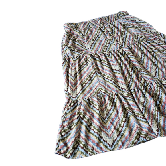 Sonoma Multicolor Chevron Pattern Midi Skirt Tiered  Womens XL - Picture 6 of 12